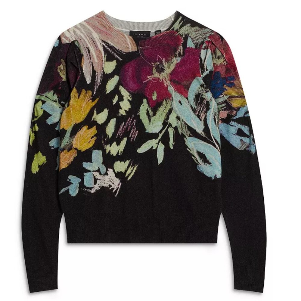 Ted Baker Pleated Long Sleeve Printed Sweater New Without Tags - Picture 4 of 9